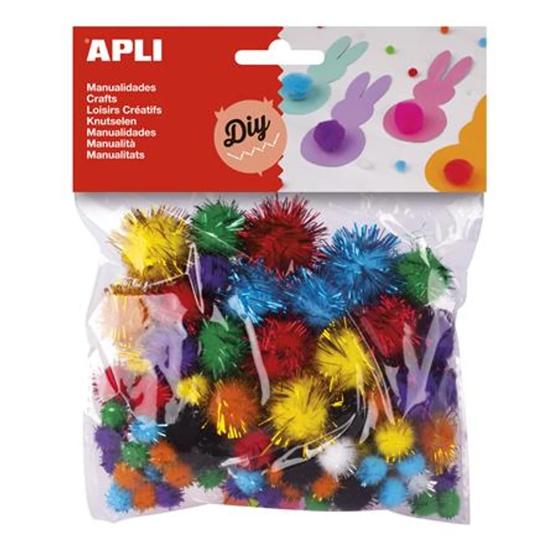 Pom-pom, csillogó, APLI „Creative”, vegyes színek
