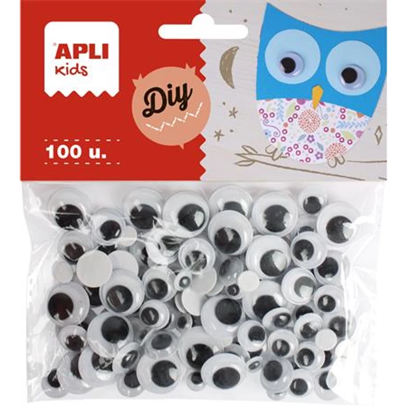 Öntapadó mozgó szem, kör, APLI „Creative”, fekete-fehér