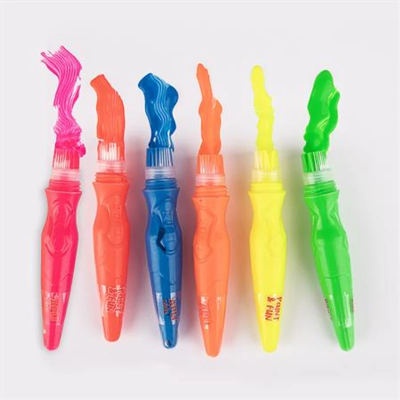 Tempera készlet, ecsetvégű tubusban, APLI Kids "Paint&Fun", 6 különböző neon szín