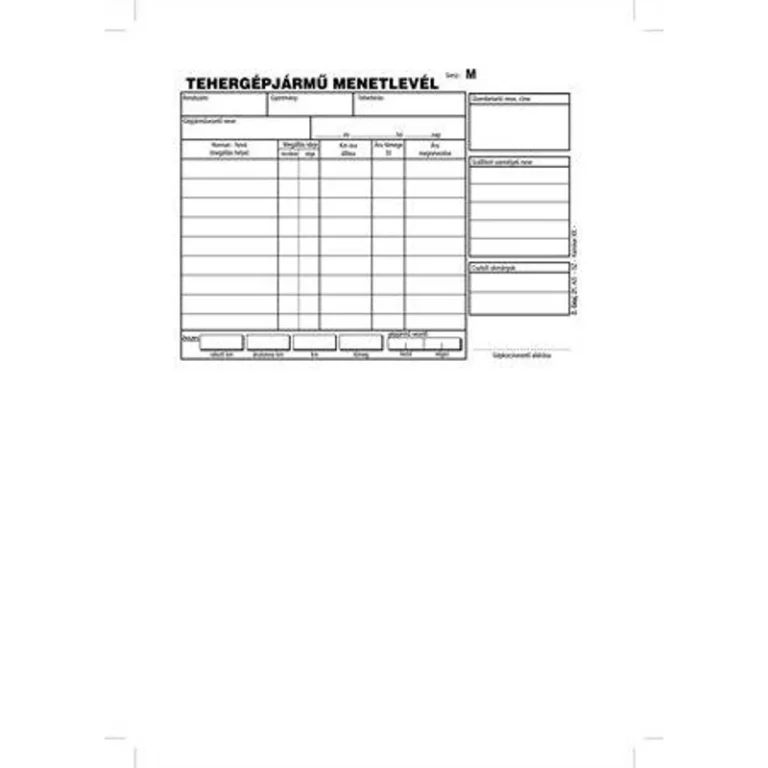 Nyomtatvány, menetlevél, tehergépjármű, 100 lap, A5, fekvő, VICTORIA PAPER, „D.GÉPJ.21.”, 10 tömb / csomag