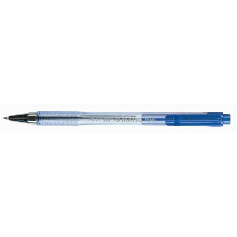 Golyóstoll, 0,27 mm, nyomógombos, átlátszó tolltest, PILOT "BP-S Matic", kék