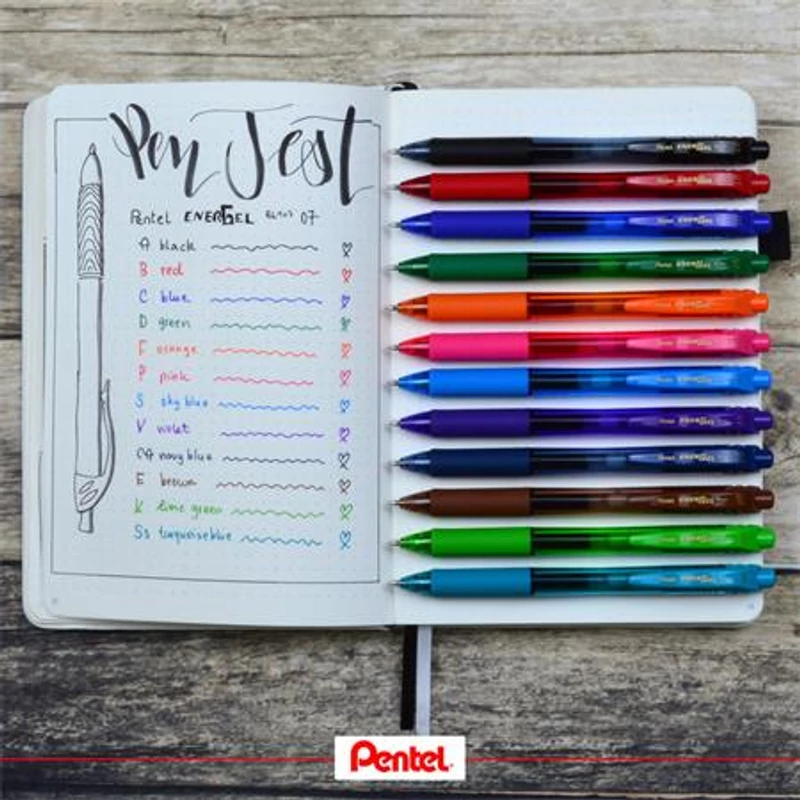 Zseléstoll, 0,35 mm, nyomógombos, PENTEL "EnerGelX BL107", barna,Zseléstoll, 0,35 mm, nyomógombos, PENTEL "EnerGelX BL107", barna