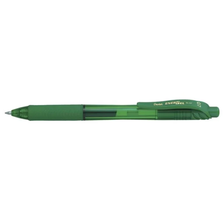 Zseléstoll, 0,35 mm, nyomógombos, PENTEL "EnerGelX BL107", zöld