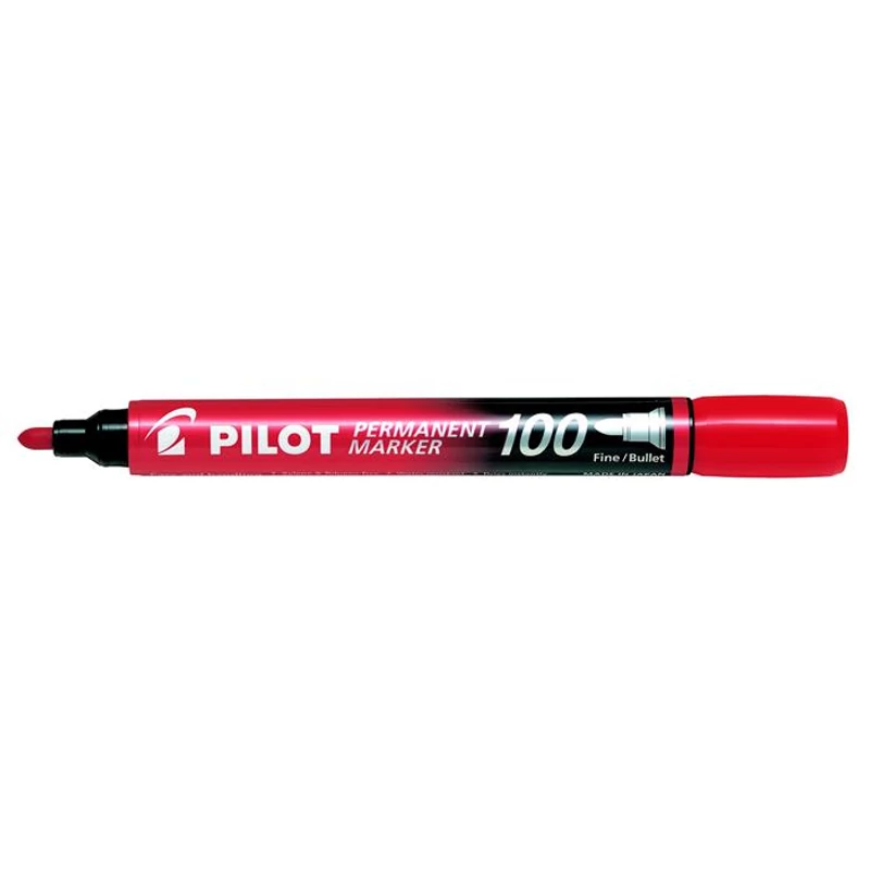 Alkoholos marker, 1 mm, kúpos, PILOT "Permanent Marker 100", piros