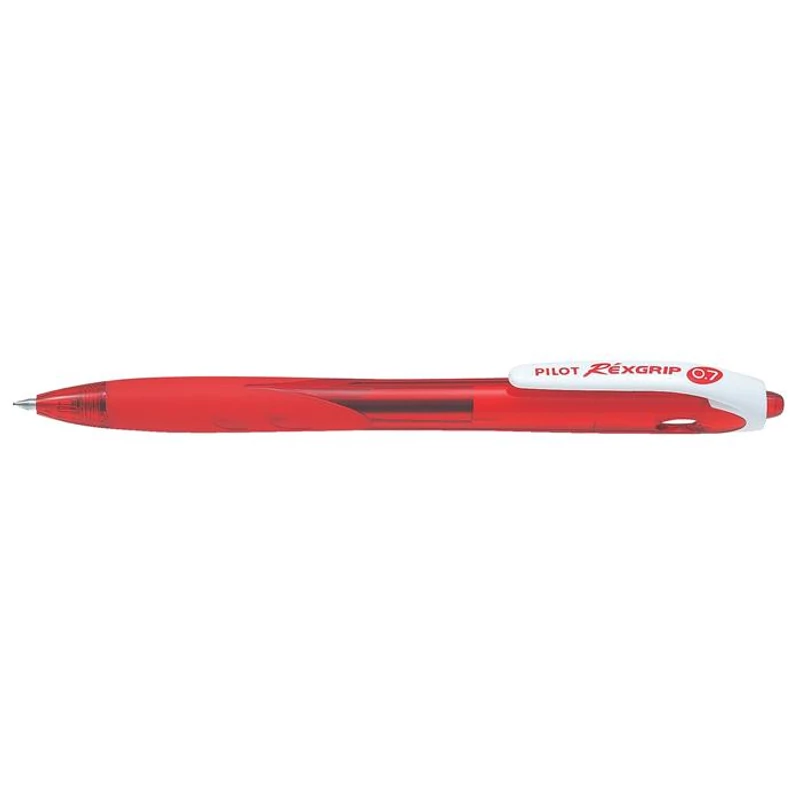 Golyóstoll, 0,22 mm, nyomógombos, PILOT "Rexgrip", piros