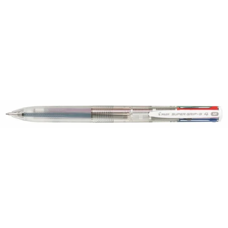 Golyóstoll, 0,27 mm, nyomógombos, áttetsző, PILOT "Super Grip G", négyszínű