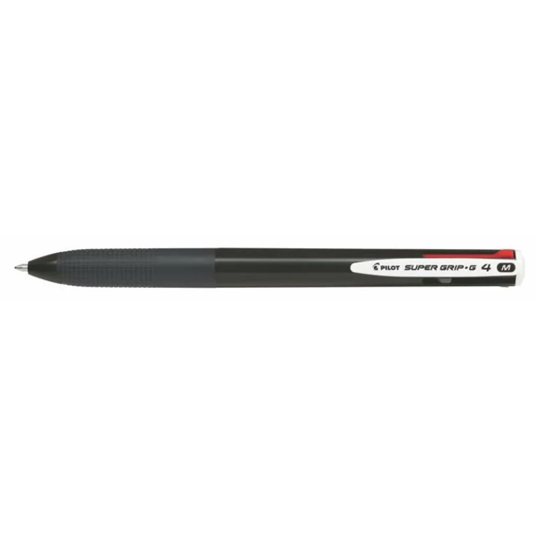 Golyóstoll, 0,27 mm, nyomógombos, fekete, PILOT "Super Grip G", négyszínű