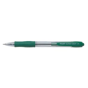 Golyóstoll, 0,22 mm, nyomógombos, PILOT "Super Grip", zöld