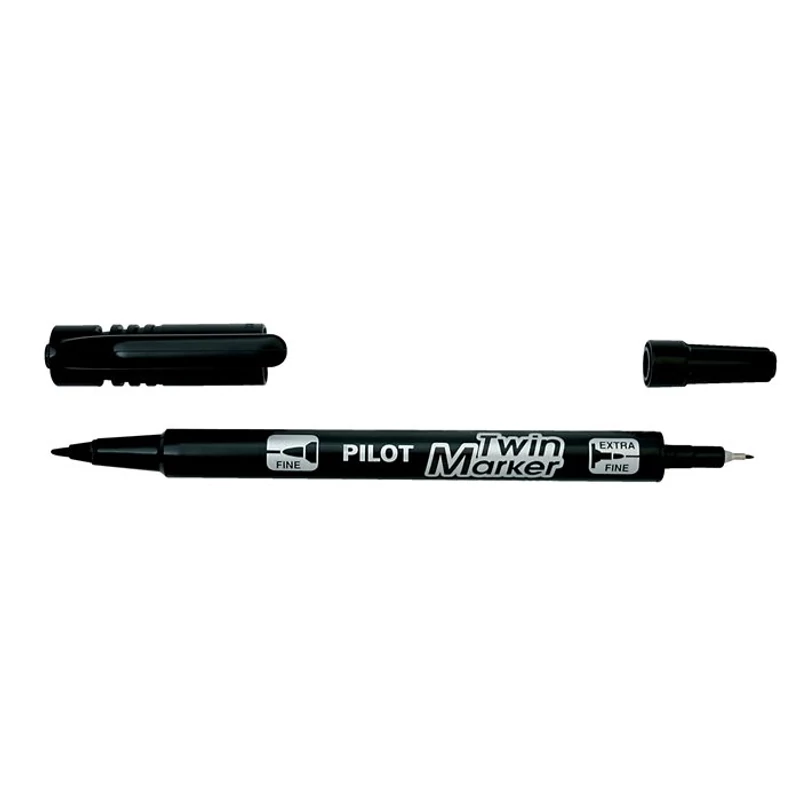 Alkoholos marker, 0,8 / 2 mm, kétvégű, PILOT "Twin", fekete