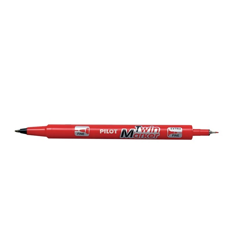 Alkoholos marker, 0,8 / 2 mm, kétvégű, PILOT "Twin", piros