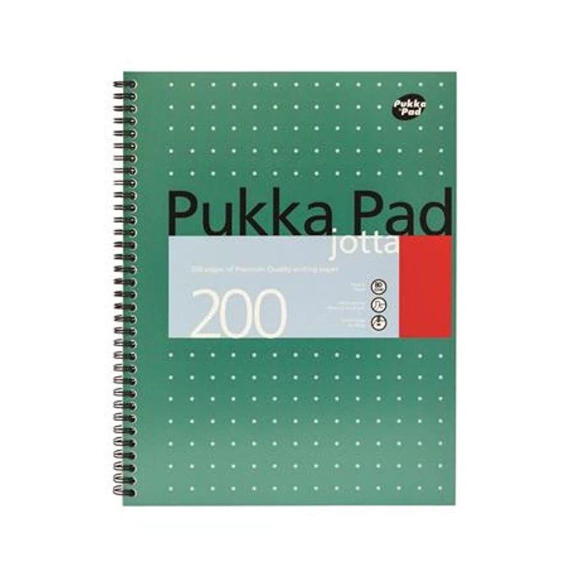 Spirálfüzet, A4 + , vonalas, 100 lap, PUKKA PAD, „Metallic Jotta”