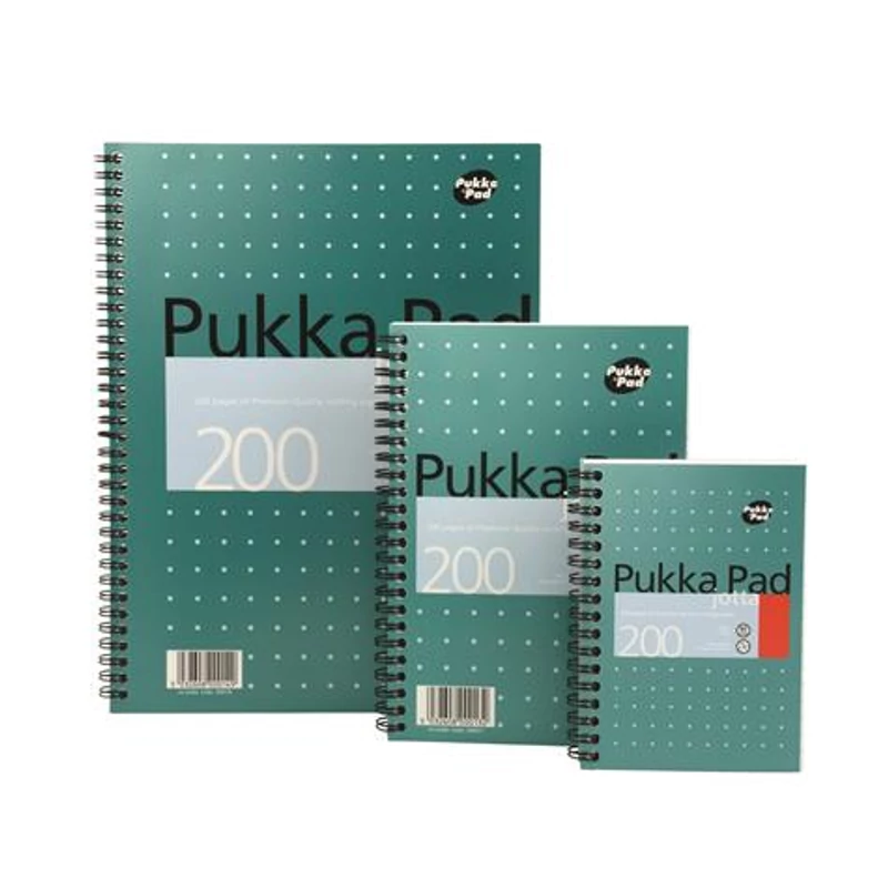 Spirálfüzet, A5, vonalas, 100 lap, PUKKA PAD, „Metallic Jotta”