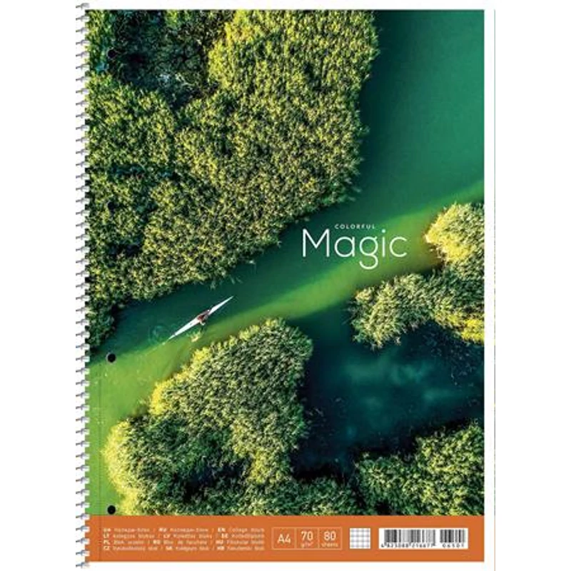 Spirálfüzet, A4 + , vonalas, 80 lap, SHKOLYARYK "Colourful magic", vegyes