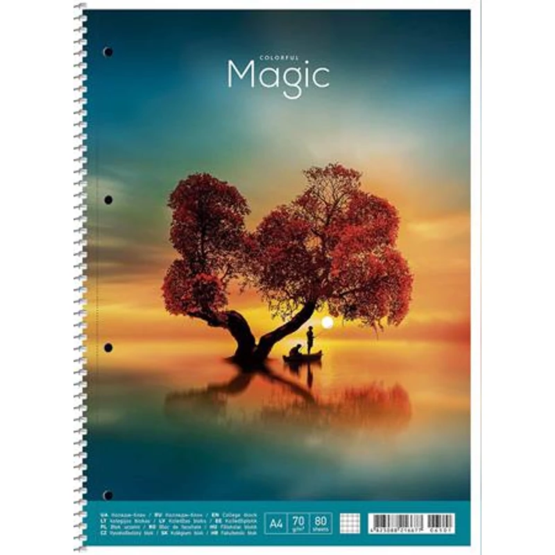 Spirálfüzet, A4 + , vonalas, 80 lap, SHKOLYARYK "Colourful magic", vegyes