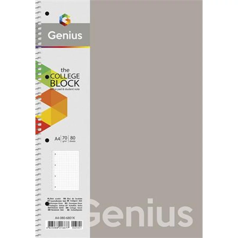 Spirálfüzet, A4, vonalas, 80 lap, PP borító, SHKOLYARYK "Genius", vegyes