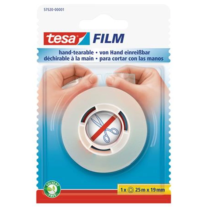 Ragasztószalag, kézzel téphető, 19 mm x 25 m, TESA „Tesafilm”, átlátszó