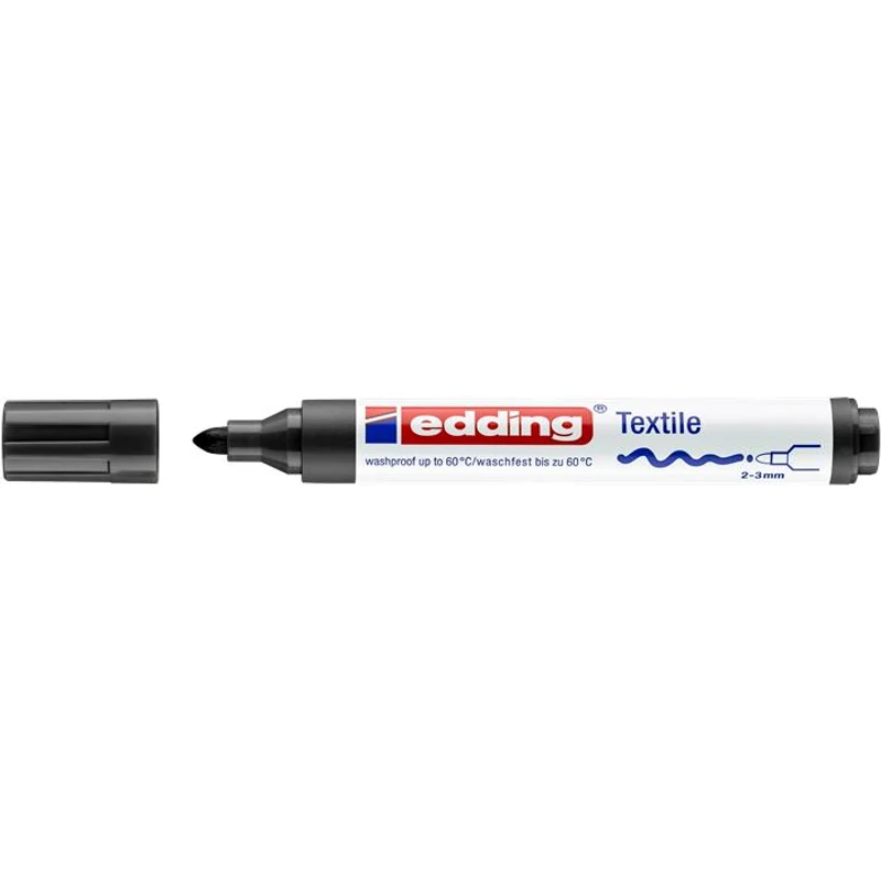 Textilmarker, 2-3 mm, kúpos, EDDING "4500", fekete