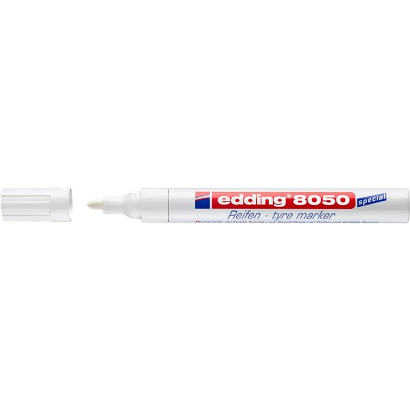 Gumijelölő marker, 2-4 mm, kúpos, EDDING "8050", fehér