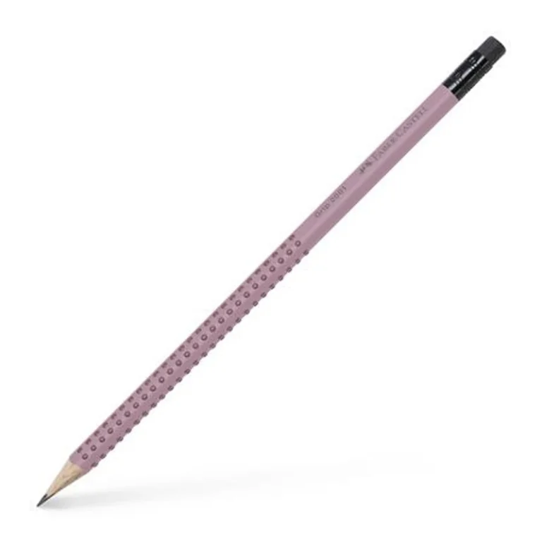 Grafitceruza radírral, B, háromszögletű, FABER-CASTELL "Grip 2001", rózsaszín