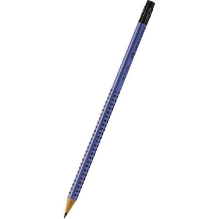 Grafitceruza, radírral, B, háromszögletű, FABER-CASTELL "Grip 2001", kék