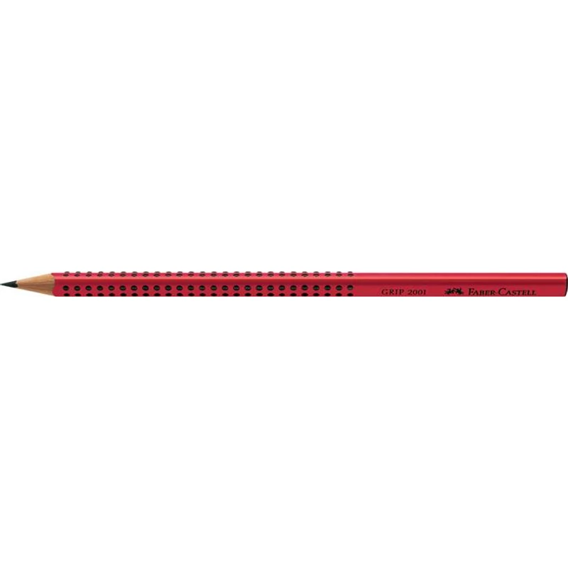 Grafitceruza, B, háromszögletű, FABER-CASTELL "Grip 2001", piros