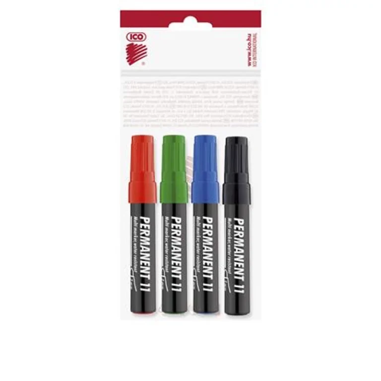 Alkoholos marker készlet, 1-3 mm, kúpos, ICO "Permanent 11", 4 különböző szín