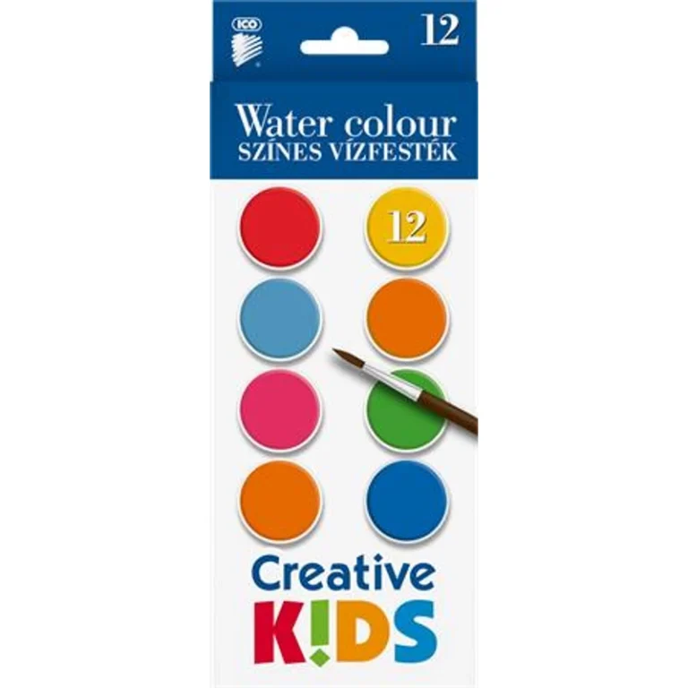 Vízfesték, 12 darabos, 28 mm, ICO "Creative Kids"
