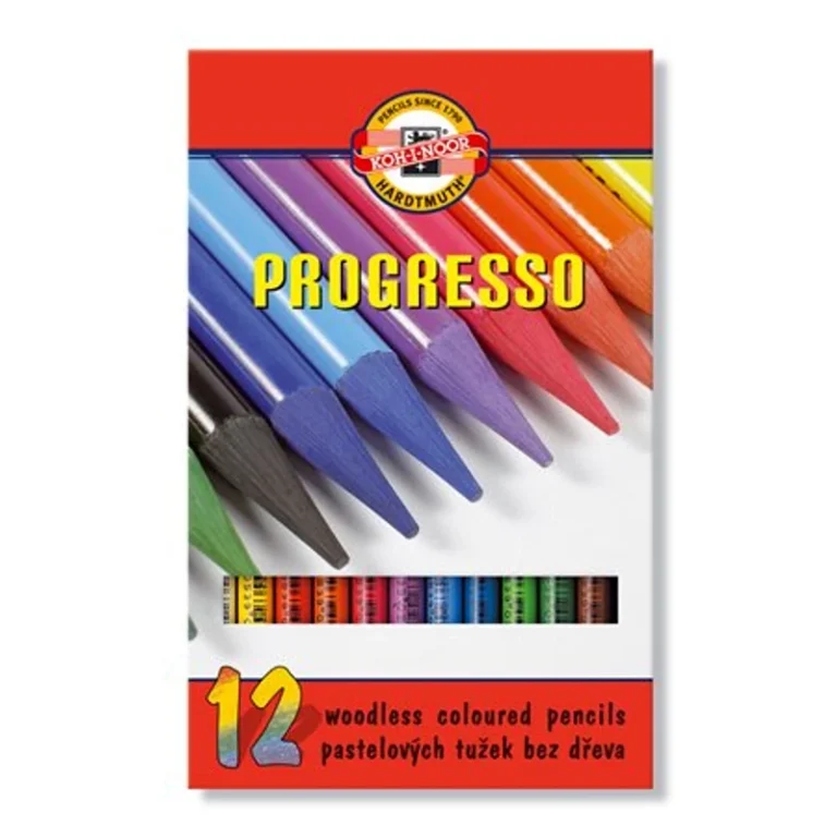 Színes ceruza készlet, henger alakú, famentes, KOH-I-NOOR „Progresso 8756 / 12”, 12 különböző szín