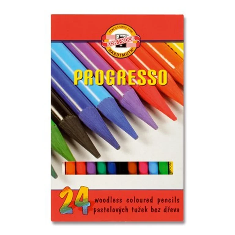 Színes ceruza készlet, henger alakú, famentes, KOH-I-NOOR "Progresso 8758 / 24", 24 különböző szín