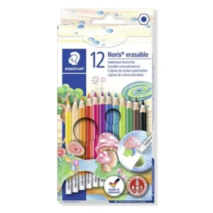 Színes ceruza készlet radírral, hatszögletű, STAEDTLER „Noris Club”, 12 különböző szín
