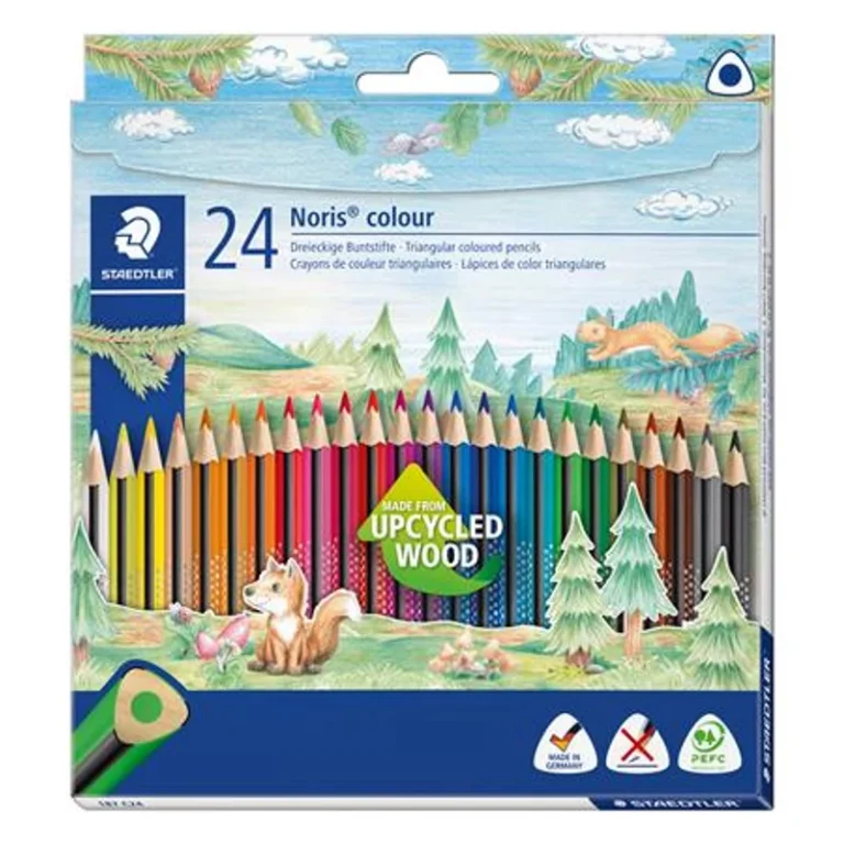 Színes ceruza készlet, háromszögletű, STAEDTLER "Noris Colour 187", 24 különböző szín