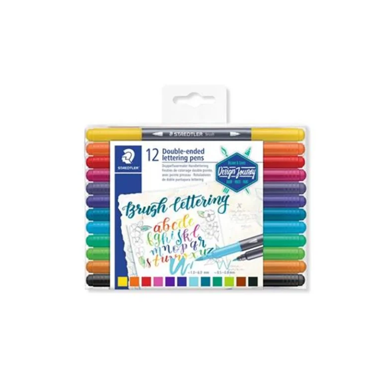 Ecsetirón készlet, 0,5-0,8 / 1,0-6,0 mm, kétvégű, STAEDTLER "3004"", 12 szín