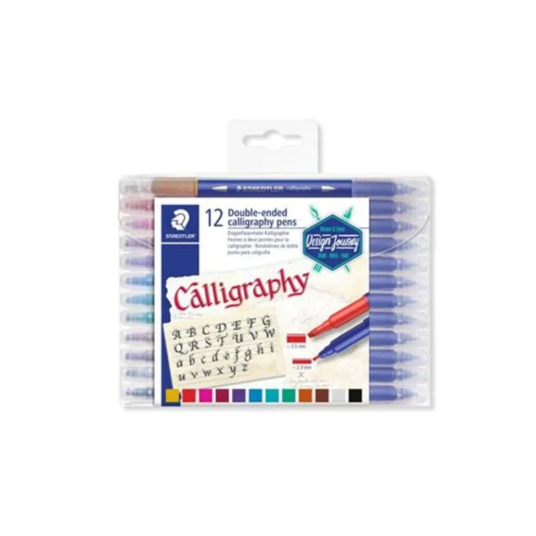Kalligrafikus marker készlet, 2,0 / 3,5 mm, kétvégű, STAEDTLER "3005", 12 szín