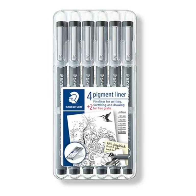 Tusfilc készlet, STAEDTLER "Pigment Liner 308", fekete, 4 + 2 darab