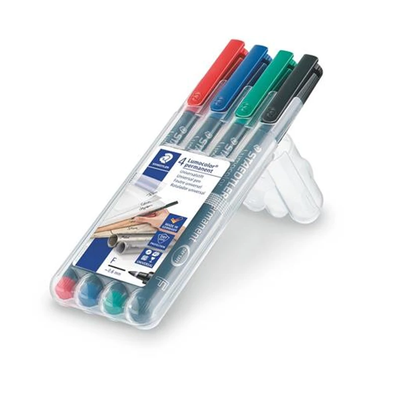 Alkoholos marker készlet, OHP, 0,6 mm, STAEDTLER "Lumocolor® 318 F", 4 különböző szín,Alkoholos marker készlet, OHP, 0,6 mm, STAEDTLER "Lumocolor® 318 F", 4 különböző szín