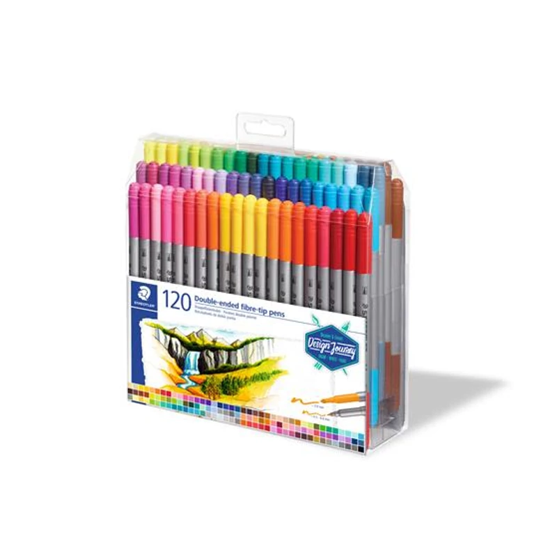Filctoll készlet, 0,8 / 3,0 mm, kétvégű, STAEDTLER® "3200", 120 különböző szín,Filctoll készlet, 0,8 / 3,0 mm, kétvégű, STAEDTLER® "3200", 120 különböző szín