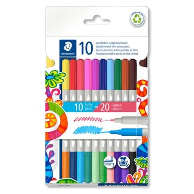 Filctoll készlet, 1 / 3 mm, kétvégű, STAEDTLER® "3280", 20 különböző szín