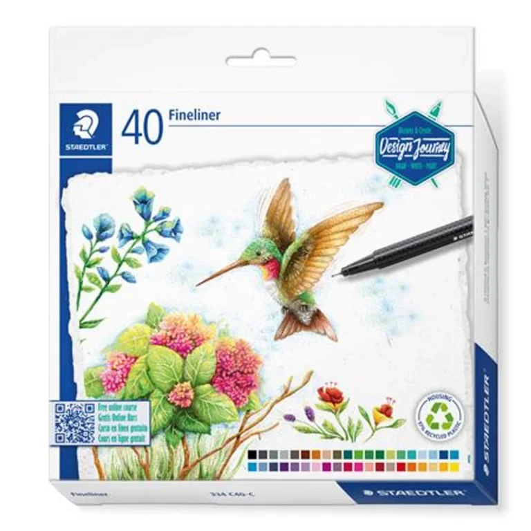 Tűfilc készlet, 0,3 mm, STAEDTLER "triplus® fineliner 334", 40 különböző szín