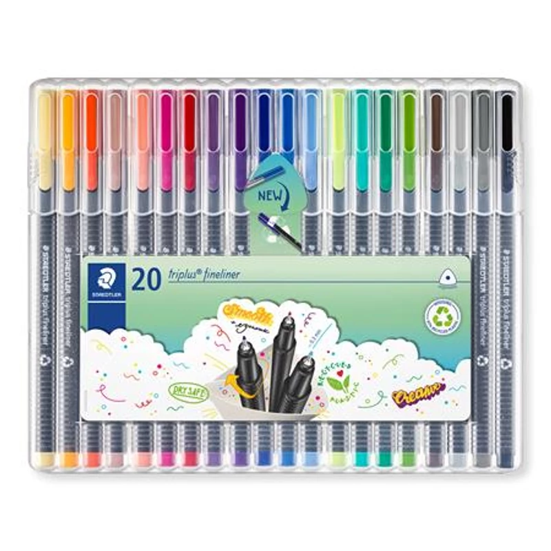 Tűfilc készlet, 0,3 mm, STAEDTLER "Triplus 334", 20 különböző szín