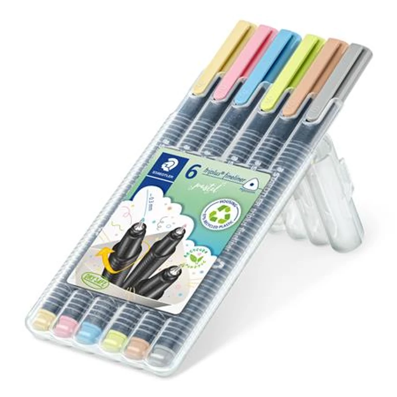 Tűfilc készlet, 0,3 mm, STAEDTLER "Triplus® 334", 6 különböző pasztell szín,Tűfilc készlet, 0,3 mm, STAEDTLER "Triplus® 334", 6 különböző pasztell szín