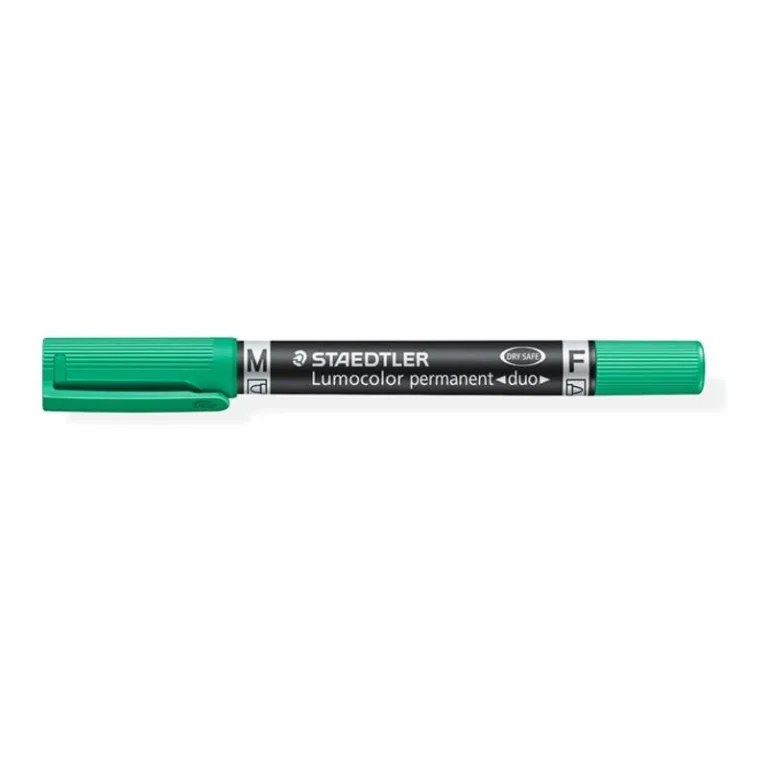Alkoholos marker, 0,6 / 1,5 mm, kúpos, kétvégű, STAEDTLER "Lumocolor® duo 348", zöld