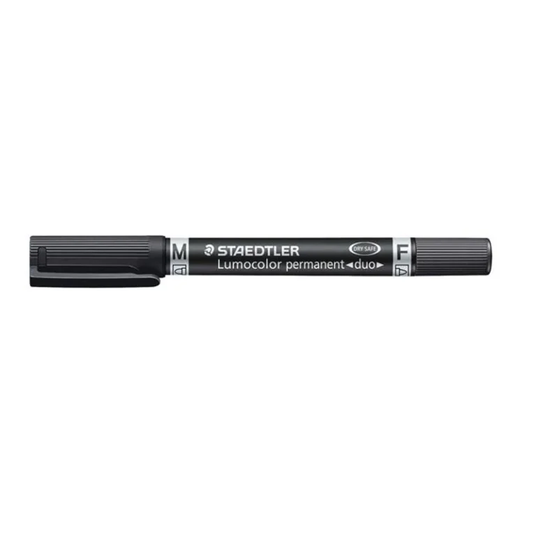Alkoholos marker, 0,6 / 1,5 mm, kúpos, kétvégű, STAEDTLER "Lumocolor® duo 348", fekete