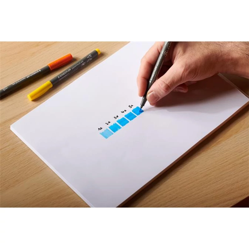Ecsetirón készlet, STAEDTLER "Pigment brush 371", 12 különböző alapszín