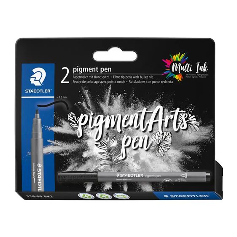 Filctoll, 1 mm, kúpos, 2 db, STAEDTLER® "Pigment pen 376", intenzív fekete