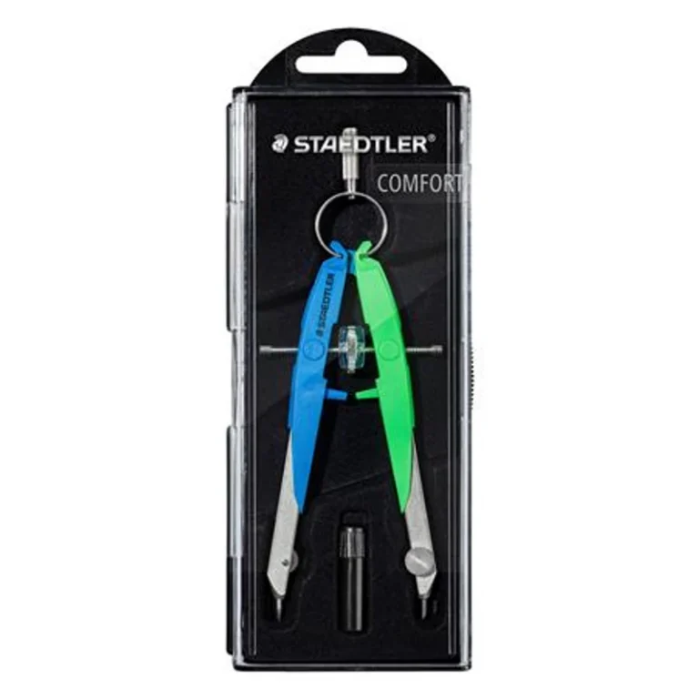 Körző készlet, precíziós, 2 darabos, STAEDTLER "Mars Comfort 556", neon kék / zöld