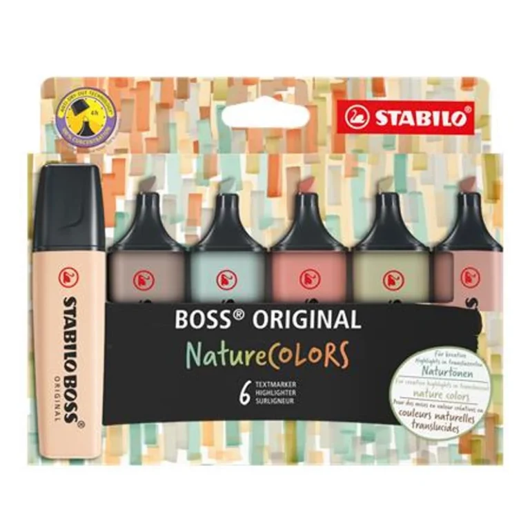 Szövegkiemelő készlet, 2-5 mm, STABILO "BOSS original NatureCOLORS", 6 különböző szín