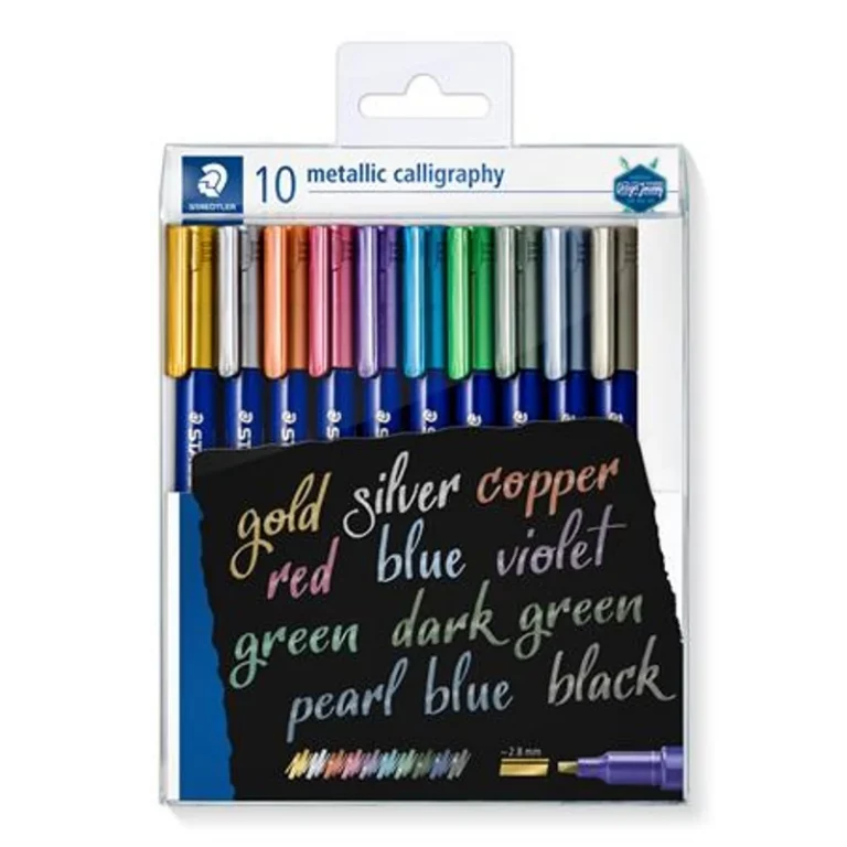 Kalligrafikus marker készlet, STAEDTLER "8325", 10 különböző metál szín