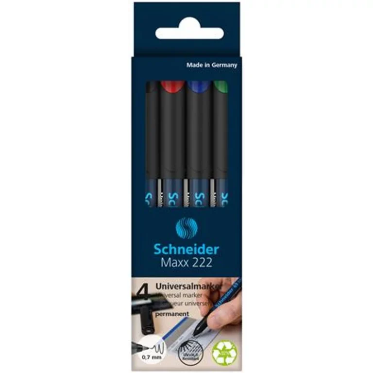 Alkoholos marker készlet, OHP, 0,7 mm, SCHNEIDER "Maxx 222 F", 4 különböző szín