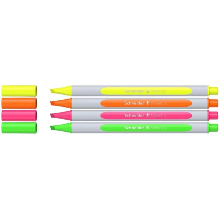 Szövegkiemelő toll készlet, 1-4 mm, SCHNEIDER "Shine-Up", 4 különböző szín