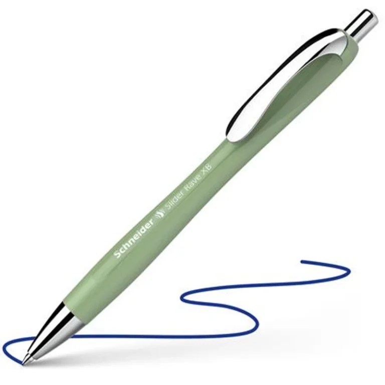 Golyóstoll, 0,7 mm, nyomógombos, SCHNEIDER "Slider Rave XB", organikus zöld
